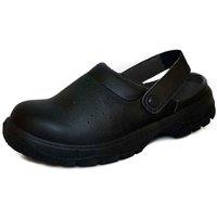 Comfort Grip Men's Press Stud Strap Clogs in Black | Size: 5