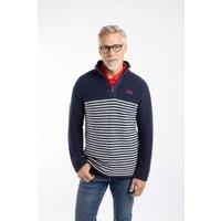 Weird Fish Men's Gable 1/4 Zip Striped Macaroni Sweatshirt Rich in Mid Navy | Size: 2XL