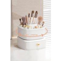 SHEONLY Swivel Makeup Organizer with Drawer Organizer For Desk Office School Home in White