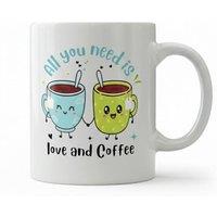 Dyzi All You Need Is Love & Coffee Printed Mug Valentine's Day Gift in White