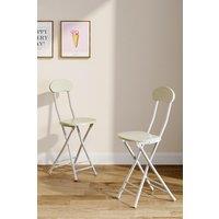 Living and Home Set of 2 Compact Wooden White Folding Dining Chair with Metal Legs