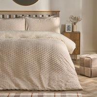OHS Waffle Fleece Thermal Duvet Cover Soft Bedding Set in Cream | Size: Double