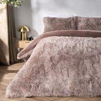 OHS Teddy Duvet Cover Set Bedding Soft Fleece Faux Fur Shaggy in Natural | Size: King