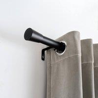 OHS Curtain Pole Extendable 28mm Metal Finnials Trumpet End Rod Fittings in Black | Size: 220 cm