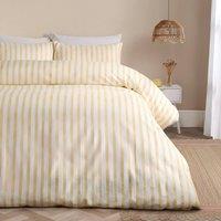 OHS Watercolour Stripe Embossed Bedding Set Duvet Cover with Pillowcase in Lemon | Size: Double