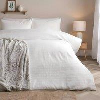 OHS Embossed Bedding Set Textured Duvet Cover with Pillowcase in White | Size: Super King