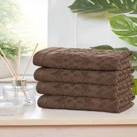 Rapport Home Versailles Jacquard Cotton Face, Hand, Bath Towels & Sheet Set in Brown