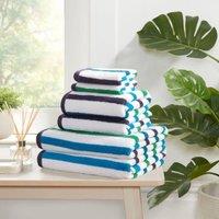 Rapport Home Amalfi 6 Piece Cotton Towels Bale Set Striped Soft Quick Dry Absorbent in Blue