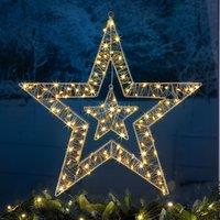 Christow Star Christmas Light Micro LED Battery Operated with Timer Indoor Outdoor 50cm in Cream