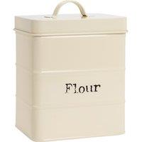 Harbour Housewares Kitchen Flour Canister - Vintage Metal Kitchen Storage Container Tin in Cream