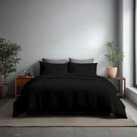 Snug City Microfibre Soft Touch Duvet Cover & Pillowcase/s Set Bed Linen in Black | Size: King