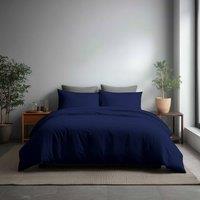 Snug City Microfibre Soft Touch Duvet Cover & Pillowcase/s Set Bed Linen in Navy | Size: Super King