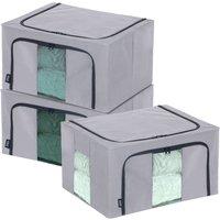 LIVIVO XL Fabric Storage Bags 3 Pack Clothes Storage Boxes Foldable Storage Bags for Bedding Clothes Towels 50 x 40 x 28cm | Size: 50 x 40 x 28 cm