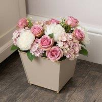Melody Maison Sandy Beige Metal Planter Pot With Gold Feet - 17cm X 16.5cm | Size: 17 cm X 16.5 cm