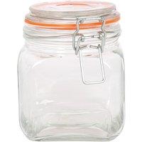 Argon Tableware Square Glass Jar with Clip-Top Lid - 760ml in Clear