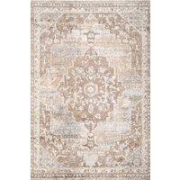 Kukoon Beige Traditional Medallion Bordered Living Area Rug | Size: 80 cm x 150 cm