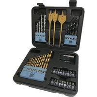 Lumberjack 46 Piece Drill Bit Set HSS Metal Wood Plastic Masonry in Black