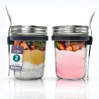 volila Overnight Oats Jars with lids 350ml in Clear