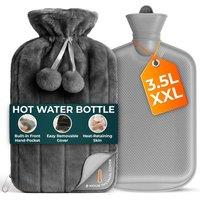 volila 3.5L Large Hot Water Bottle with Zip Cover in Grey