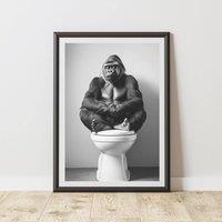 60 SECOND MAKEOVER Funny Gorilla Toilet Print | Size: A3