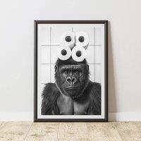 60 SECOND MAKEOVER Funny Gorilla & Toilet Roll Print | Size: A3