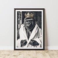 60 SECOND MAKEOVER Funny Gorilla & Crown Print | Size: A4