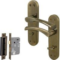 AFIT Antique Brass Twist Bathroom Handle WC Lock Privacy Set (64mm) 1 Pair in Bronze | Size: 150mm x 150mm