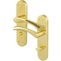AFIT Satin Brass Twist Bathroom Door Handle Backplate 1 Pair in Gold | Size: 150mm x 150mm