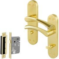 AFIT Satin Brass Twist Bathroom Handle WC Lock Privacy Set (64mm) 1 Pair in Gold | Size: 150mm x 150mm