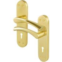 AFIT Satin Brass Twist Door Handles Lock Escutcheon Internal 1 Pair in Gold | Size: 150mm x 150mm
