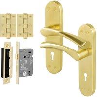 AFIT Satin Brass Twist Handle Sashlock Escutcheon Hinges (64mm) 1 Pair in Gold | Size: 150mm x 150mm