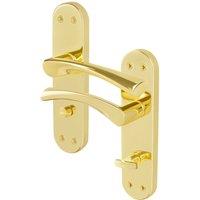 AFIT Polished Brass Twist Bathroom Door Handle Backplate 1 Pair in Gold | Size: 150mm x 150mm