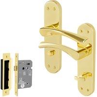 AFIT Polished Brass Twist Bathroom Handle WC Lock Privacy Set (64mm) 1 Pair in Gold | Size: 150mm x 150mm