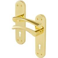 AFIT Polished Brass Twist Door Handles Lock Escutcheon Internal 1 Pair in Gold | Size: 150mm x 150mm