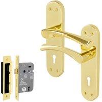AFIT Polished Brass Twist Door Handle Sashlock Escutcheon Set (64mm) 1 Pair in Gold | Size: 150mm x 150mm
