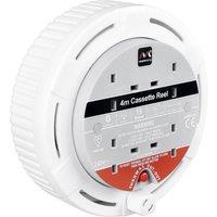 Masterplug Cassette Cable Reel 240v 13a 4-socket Thermal Cut-out White 4m (UK Plug)