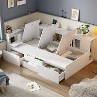 BTM White 3ft Kids Bed with Drawers, Bookcase & Storage
