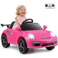 Costway 12V Kids Ride on Car Licensed Porsche Electric Vehicle Ride on Toy in Rose
