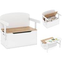 Costway 3-in-1 Kids Table & Chair Set Activity Bench Wooden Toy Storage Box in White