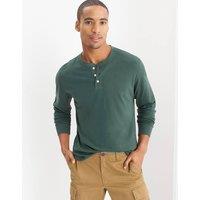 Lands' End Men's Super-T Henley Long Sleeve T-shirt in Green | Size: Medium