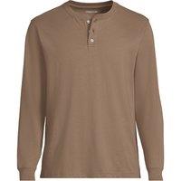 Lands' End Men's Super-T Henley Long Sleeve T-shirt in Brown | Size: Medium