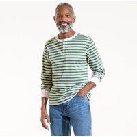 Lands' End Men's Super-T Henley Long Sleeve T-shirt in Bottle Green | Size: Small
