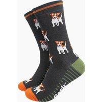 Sock Talk Men's Jack Russell Dogs Bamboo Socks - Black | Size: 7-11
