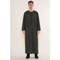 Thobez Men's Thobe Emirati Omani Jubba Muslim Kaftan Eid Robe Embroidery in Green | Size: 54R