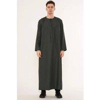 Thobez Men's Thobe Emirati Omani Jubba Islamic Dress Muslim Kaftan with Tassel in Dark Green | Size: 54R
