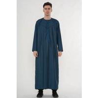 Thobez Men's Thobe Emirati Omani Jubba Islamic Dress Muslim Kaftan with Tassel in Blue | Size: 58R