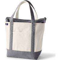 Lands' End Women's Medium Zip Top Canvas Tote Bag in Silver