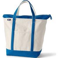 Lands' End Women's Large Zip Top Canvas Tote Bag in Bright Blue