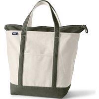 Lands' End Women's Large Zip Top Canvas Tote Bag in Olive
