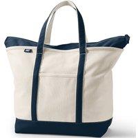 Lands' End Women's Extra Large Zip Top Canvas Tote Bag in Dark Navy